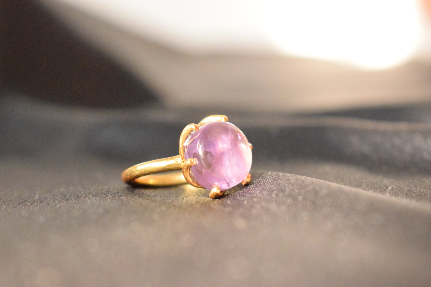 Elegant Amethyst Gold-Plated Ring ✨